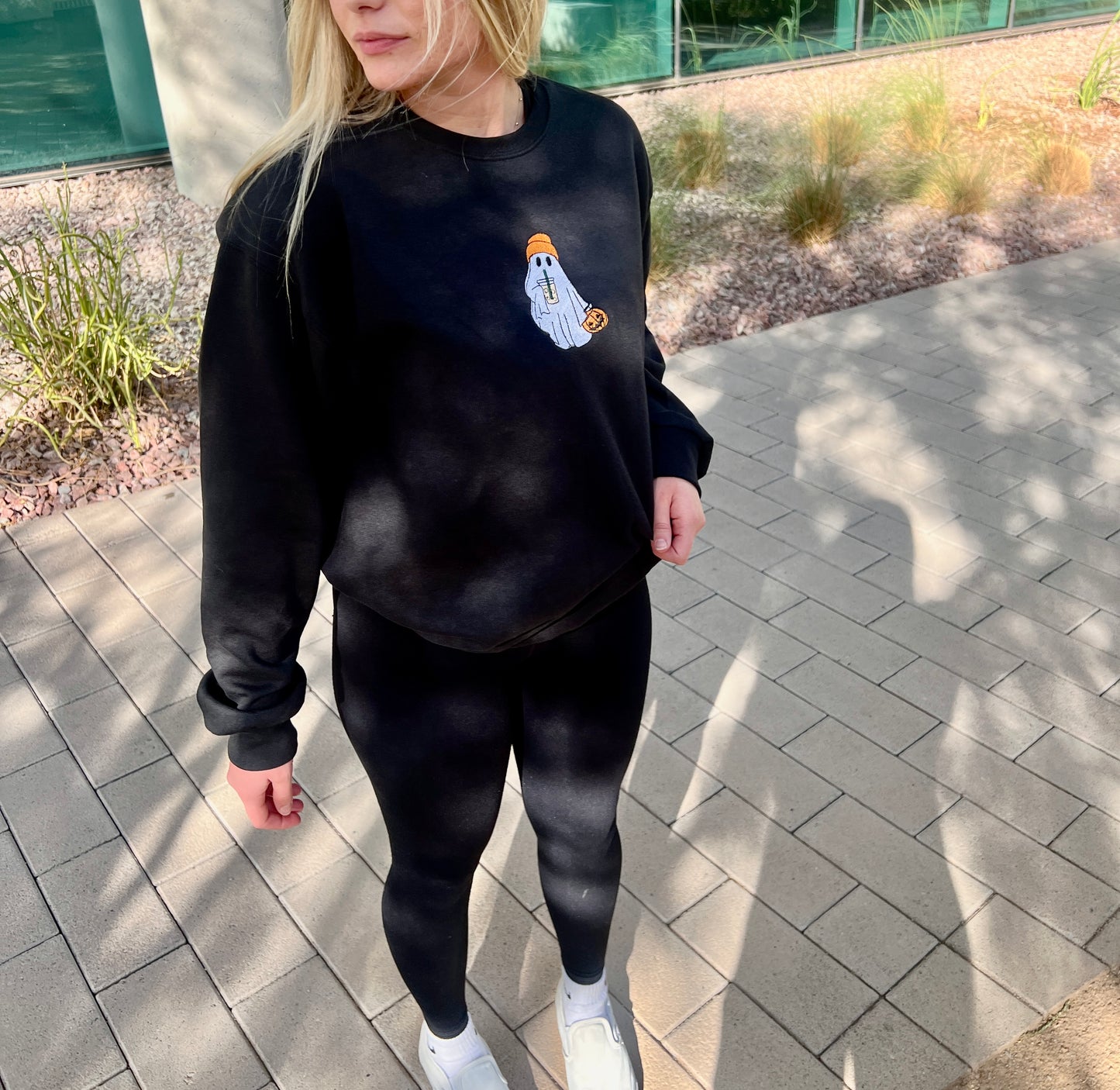 Beanie Ghost Coffee Embroidered Crewneck 👻☕