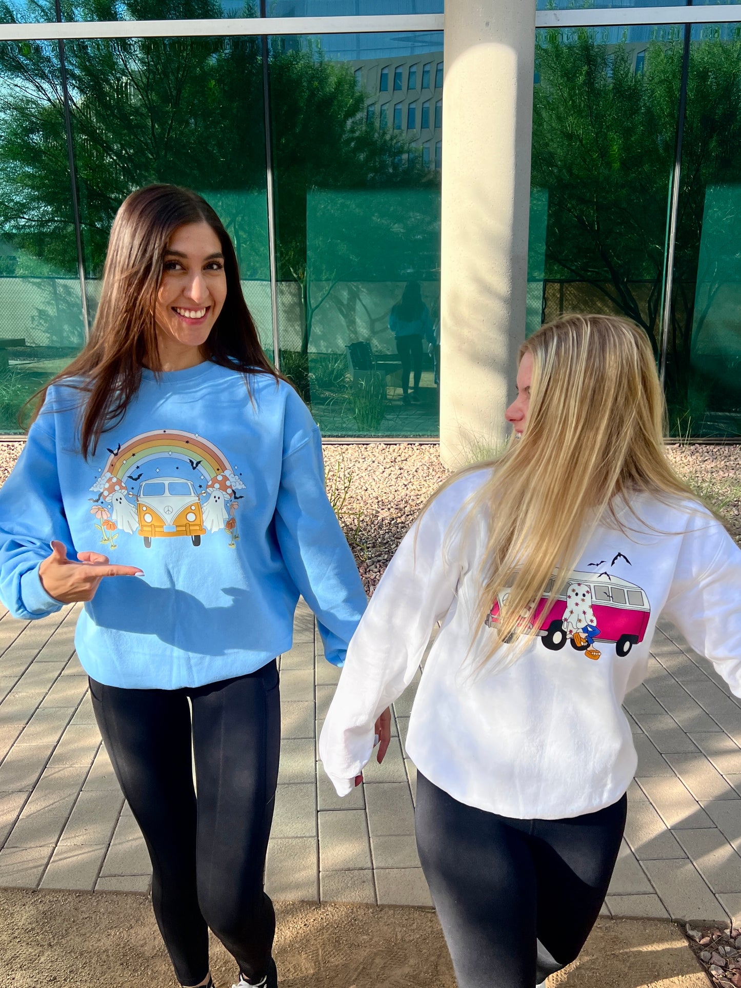 Ghost Rainbow Mushroom Screen Printed Crewneck 🍄