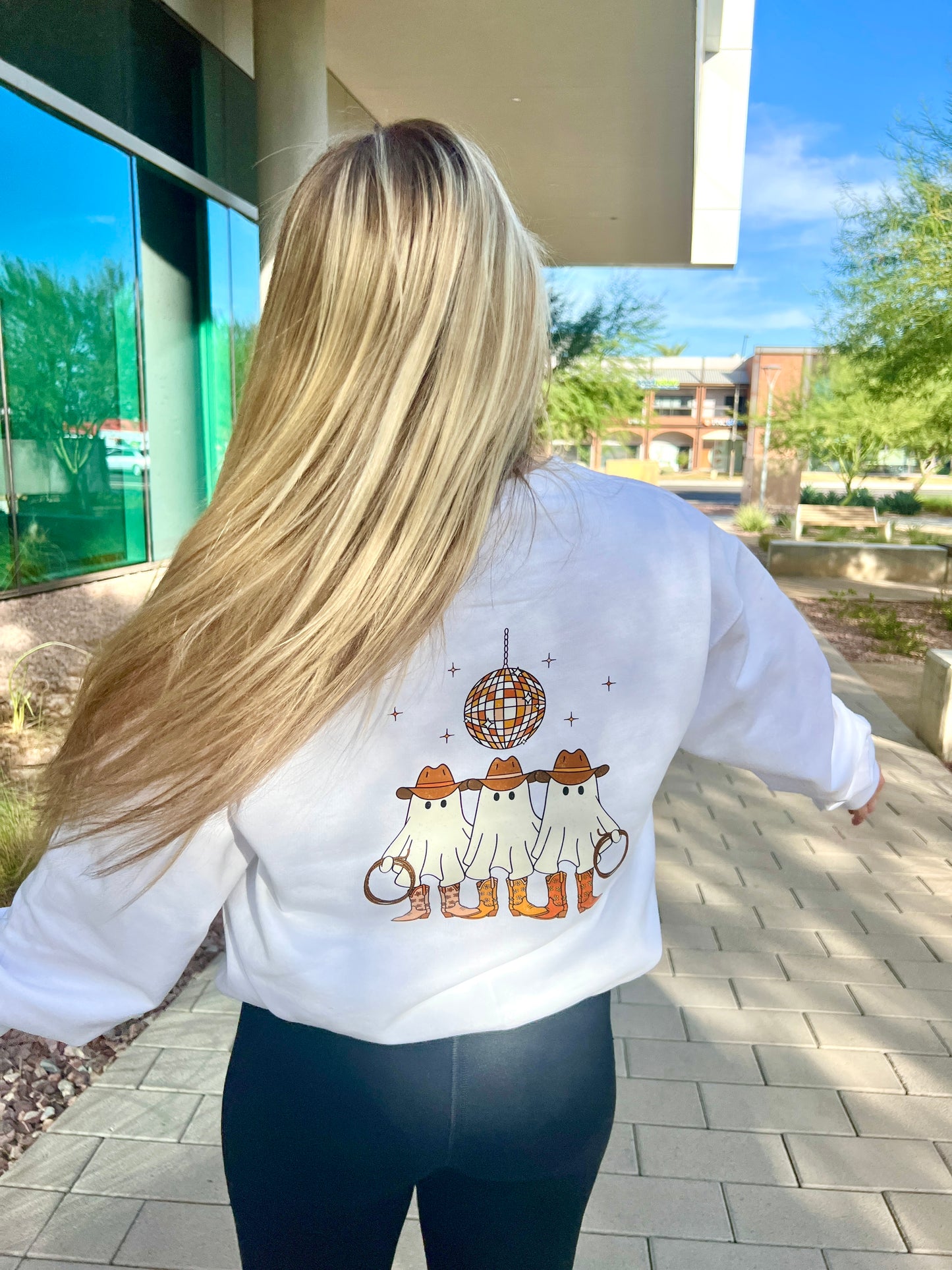 Cowboy Boots Ghost Disco Screen Printed Crewneck ðŸ¤