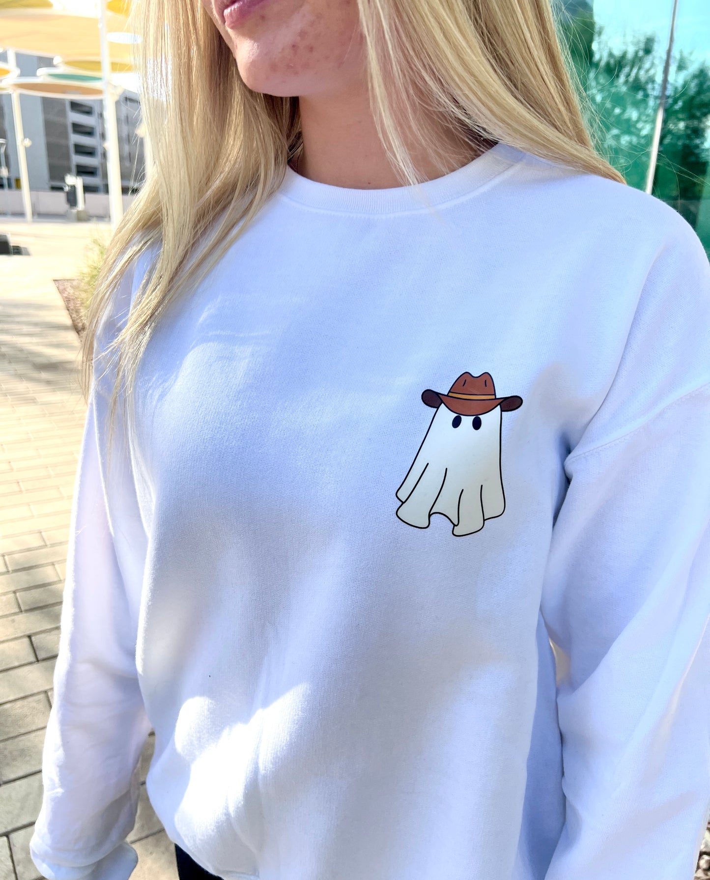 Cowboy Boots Ghost Disco Screen Printed Crewneck ðŸ¤
