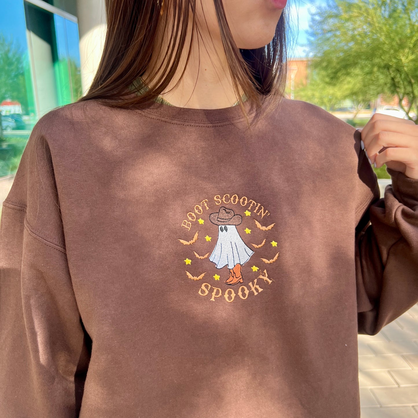 Boot Scootin Spooky Embroidered Crewneck