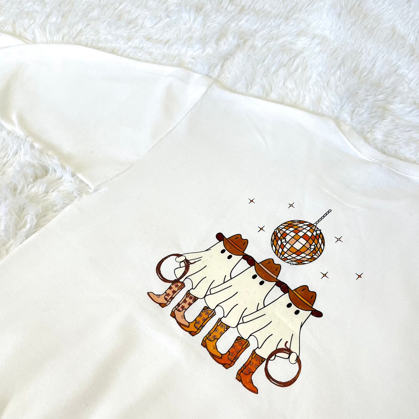 Cowboy Boots Ghost Disco Screen Printed Crewneck ðŸ¤