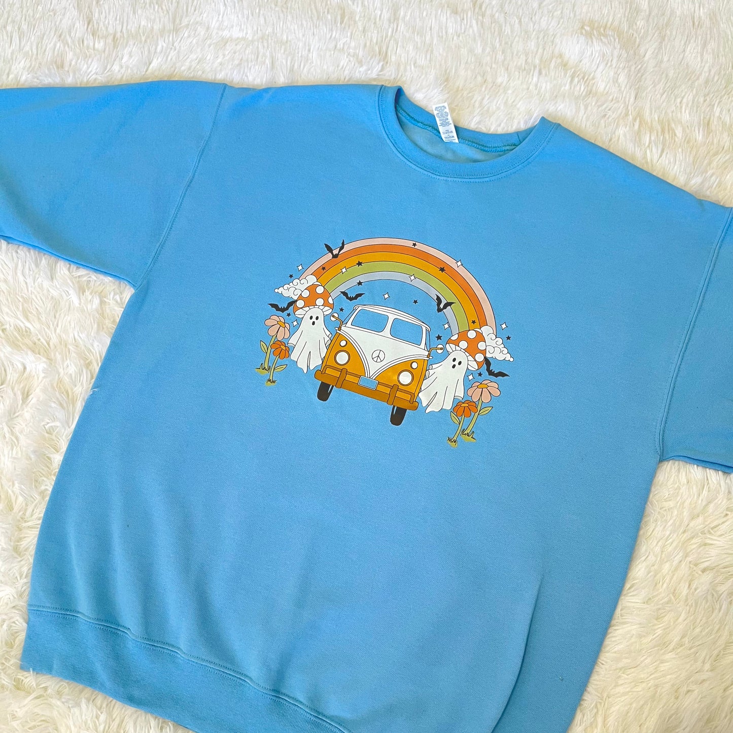 Ghost Rainbow Mushroom Screen Printed Crewneck 🍄