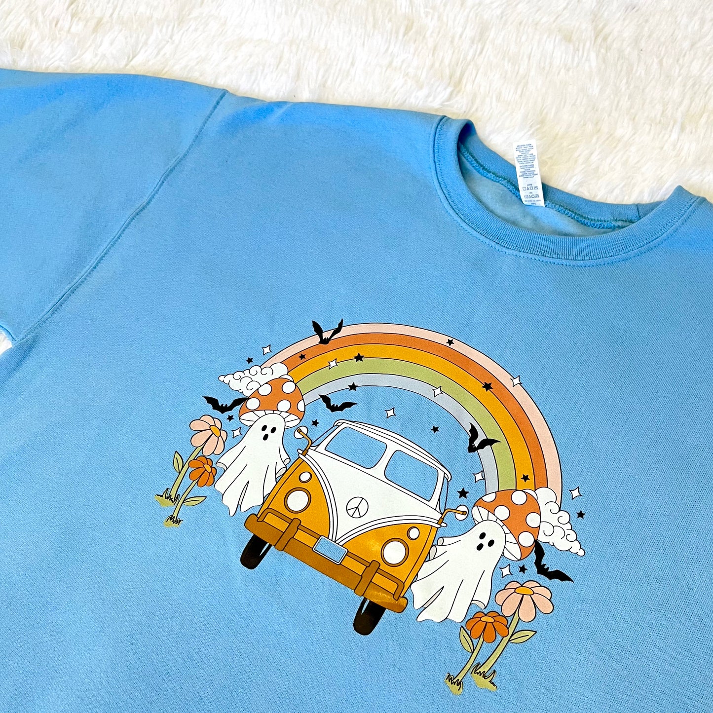 Ghost Rainbow Mushroom Screen Printed Crewneck 🍄