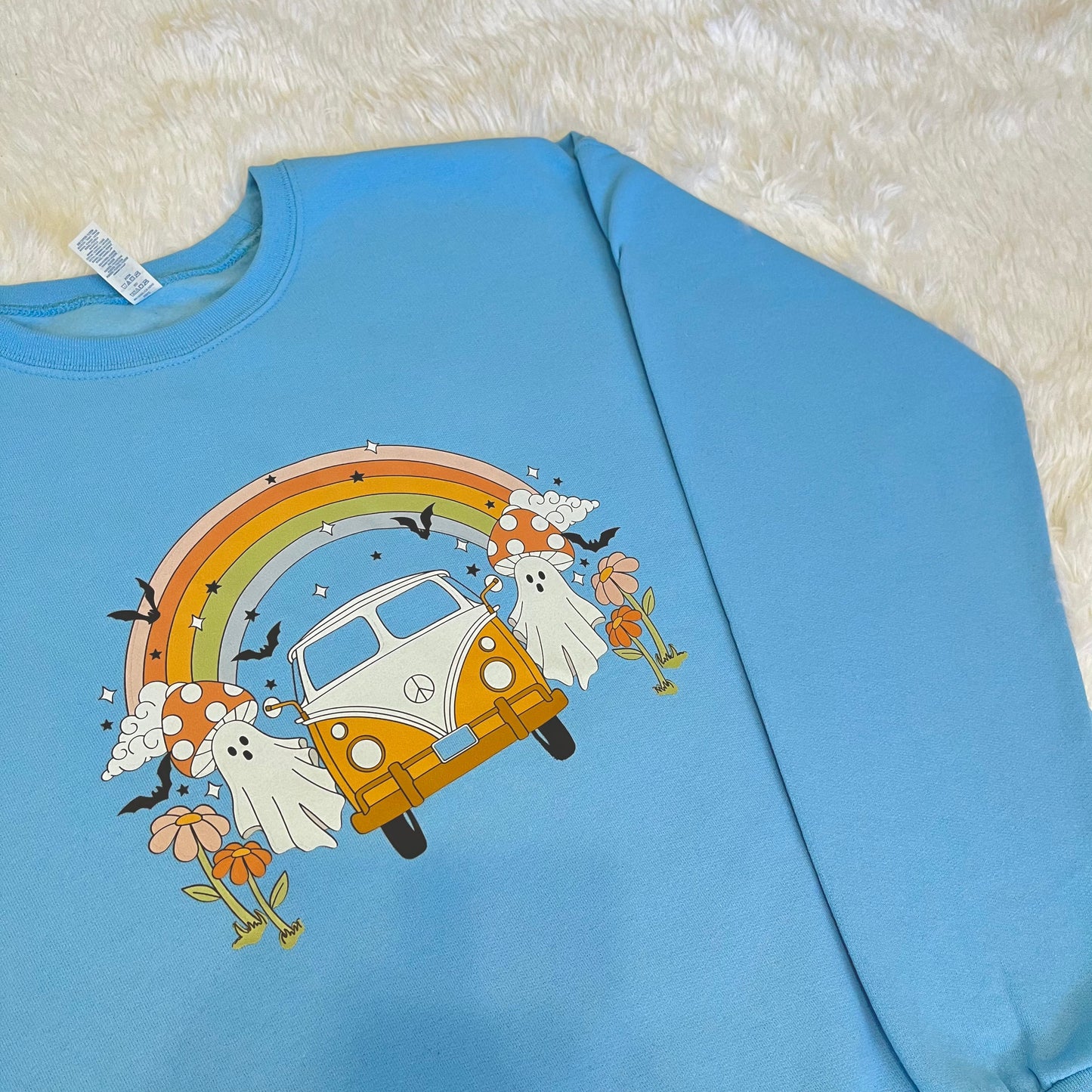Ghost Rainbow Mushroom Screen Printed Crewneck 🍄