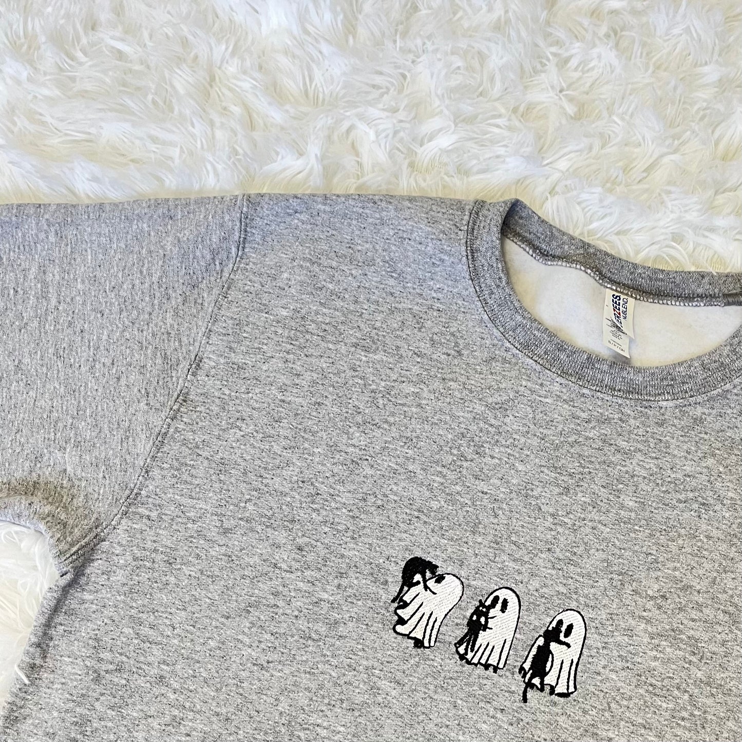 Ghost Holding Cat Embroidered Crewneck ππ»