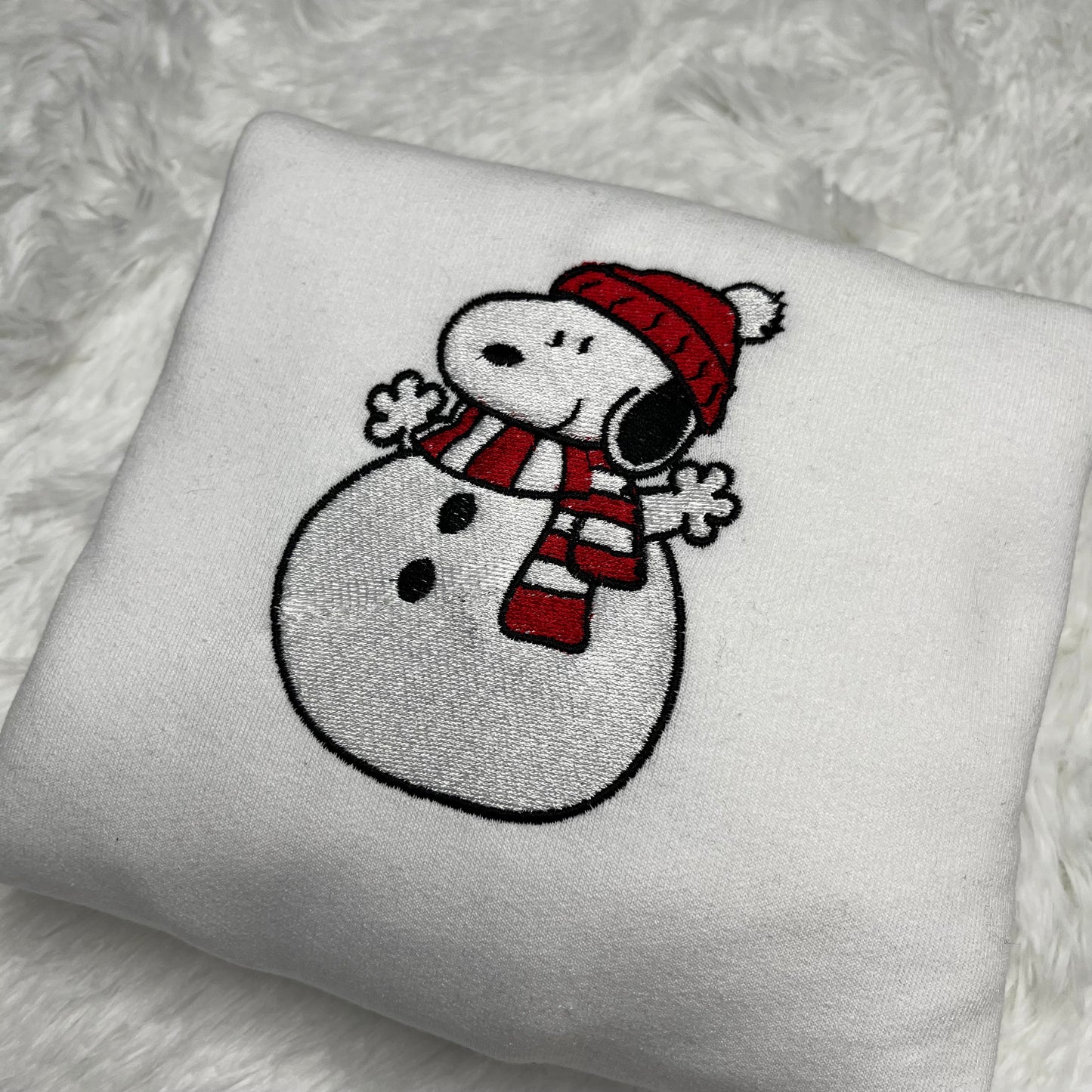 Snoopy Snowman Embroidered Crewneck