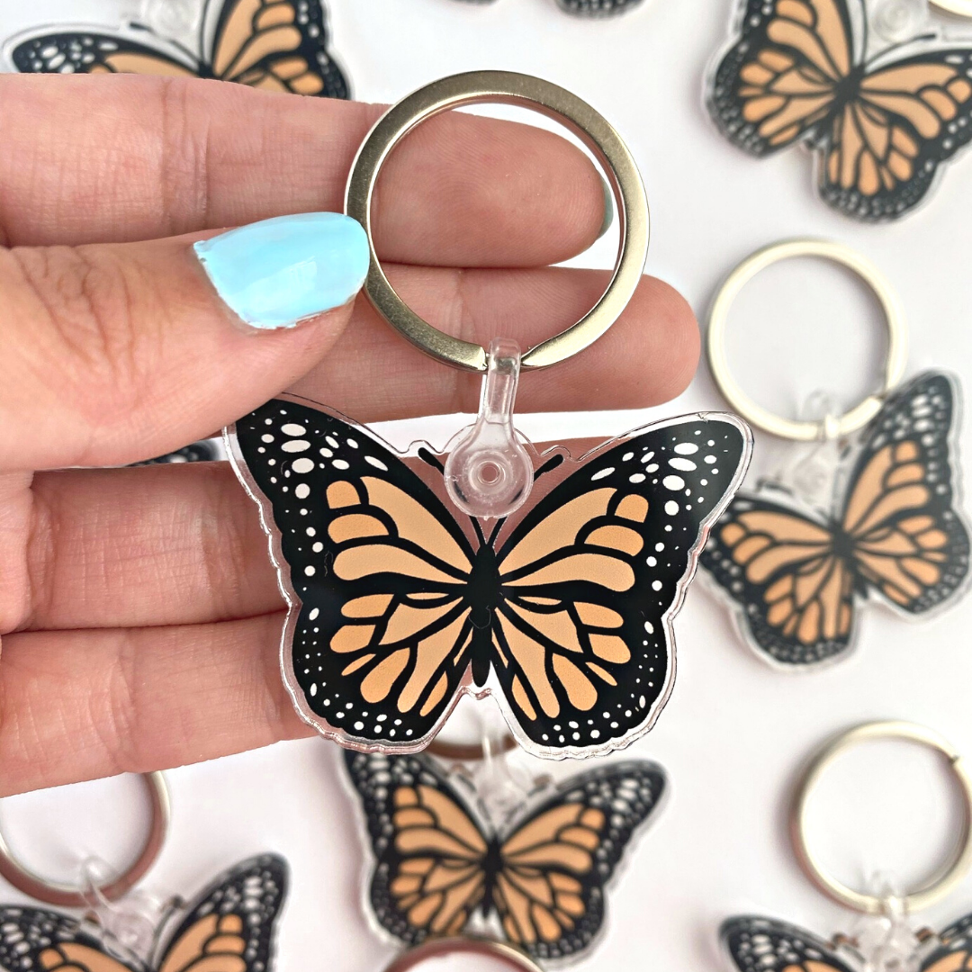 Monarch Peachy Butterfly Keychain