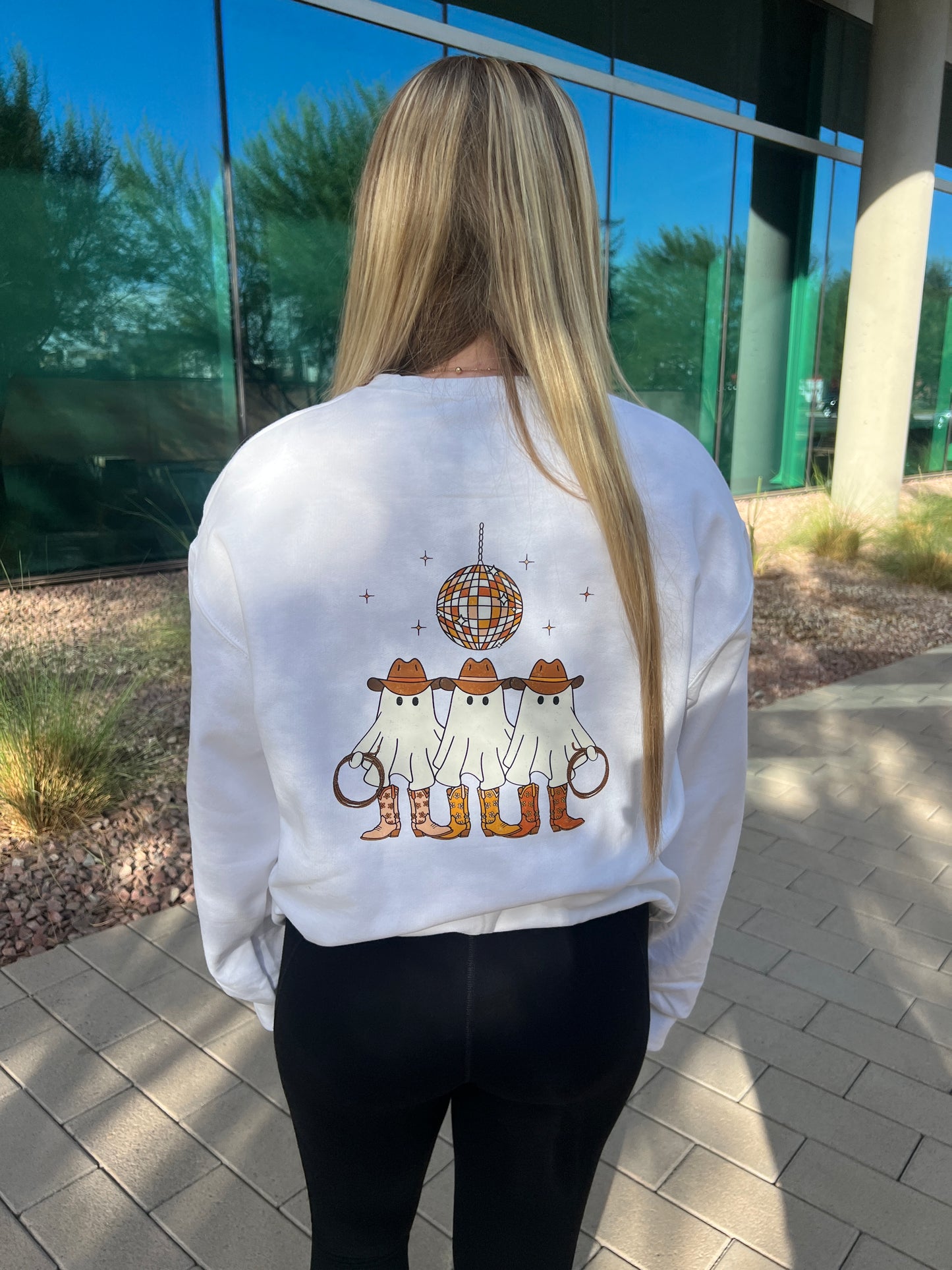 Cowboy Boots Ghost Disco Screen Printed Crewneck 🤠