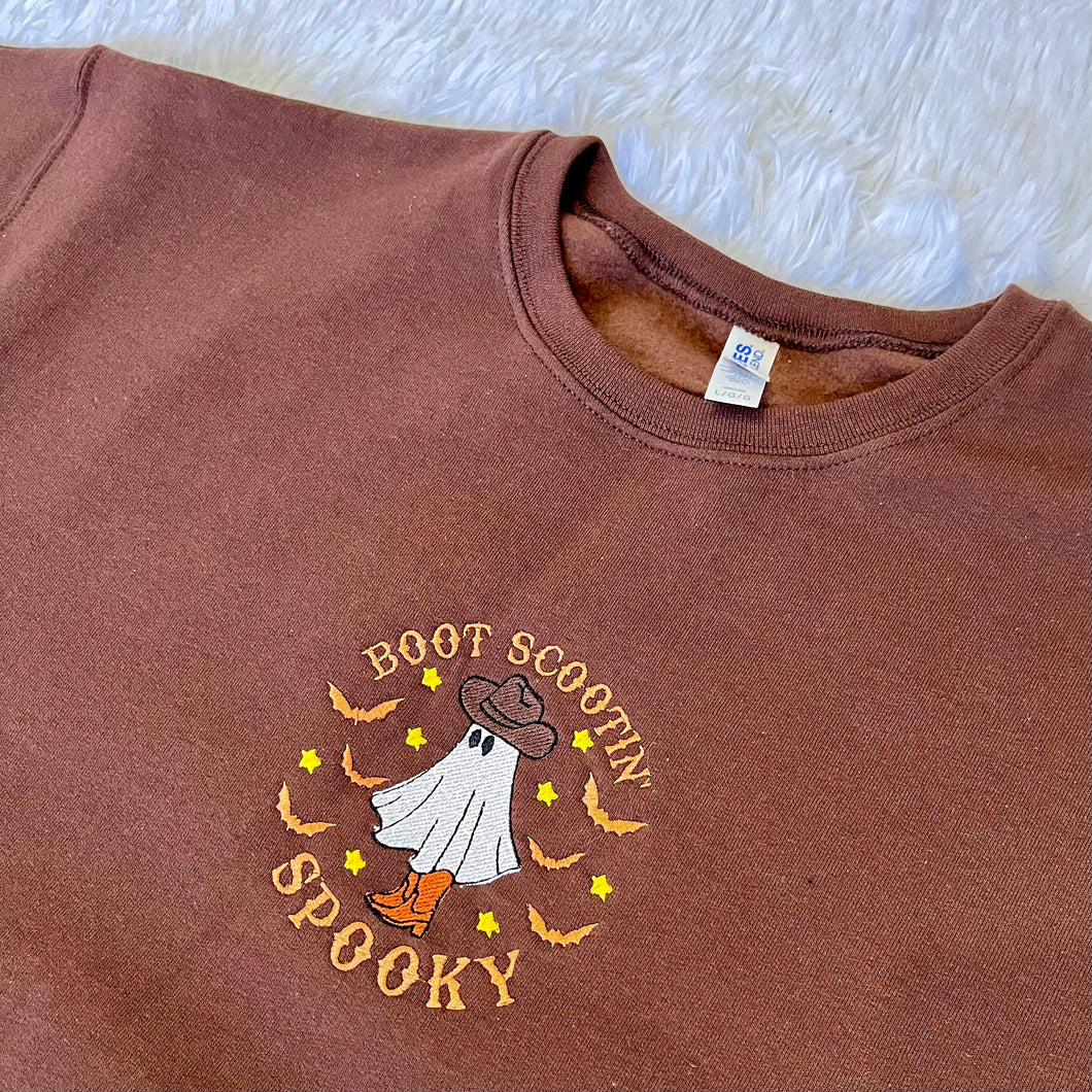 Boot Scootin Spooky Embroidered Crewneck