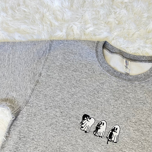 Ghost Holding Cat Embroidered Crewneck 🐈👻