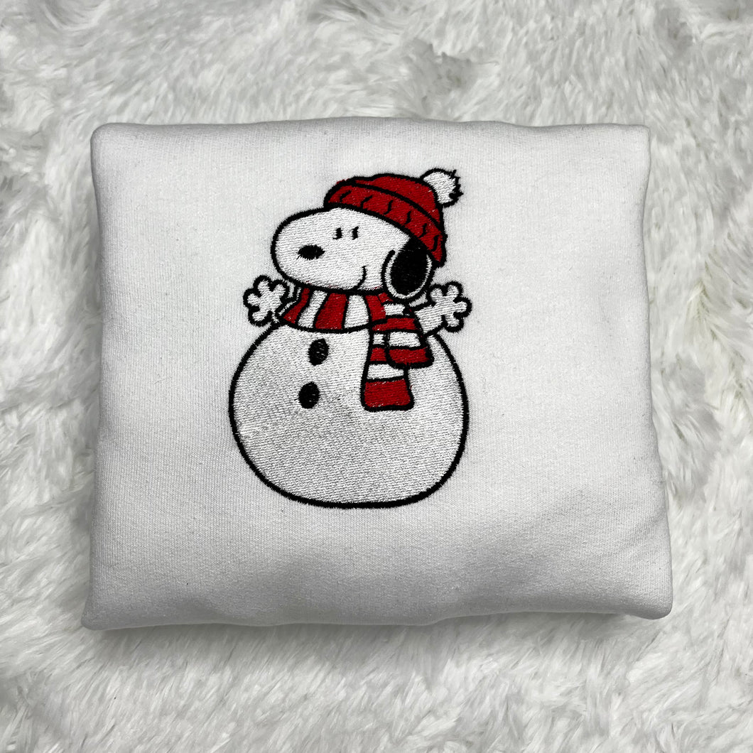 Snoopy Snowman Embroidered Crewneck