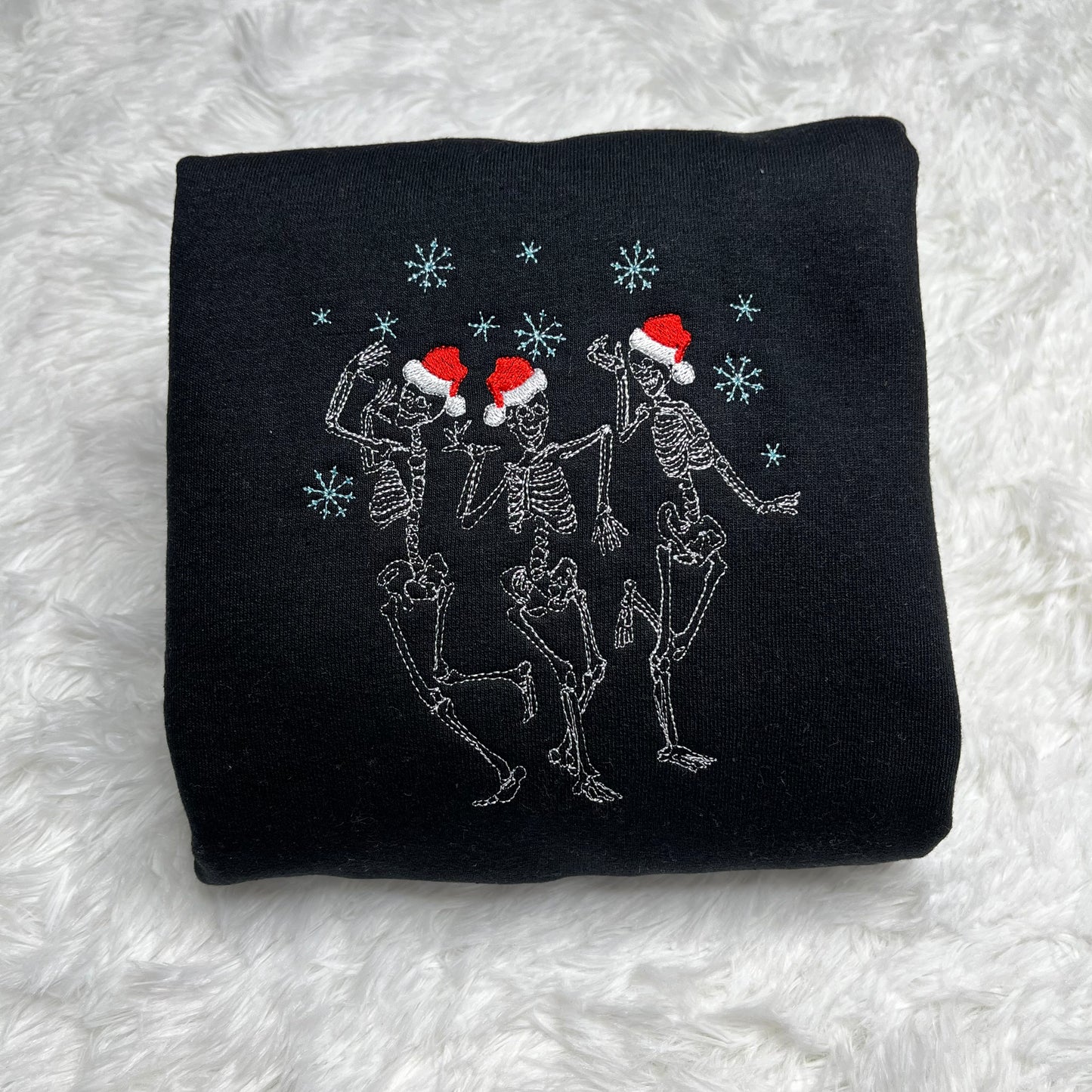 Holiday Skeleton Embroidered Crewneck