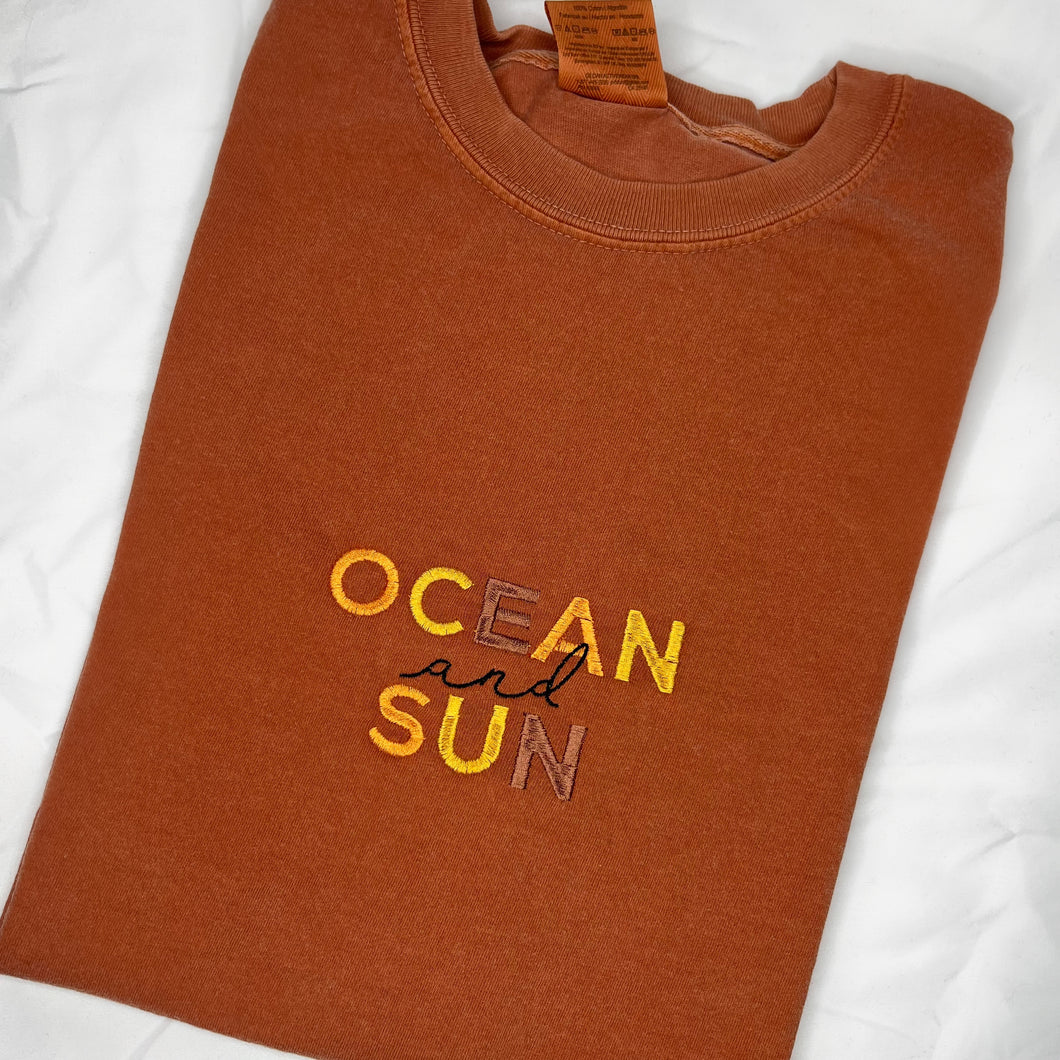 Ocean And Sun Embroidered T Shirt