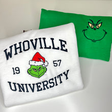 Load image into Gallery viewer, Grinch Face Green Embroidered Crewneck
