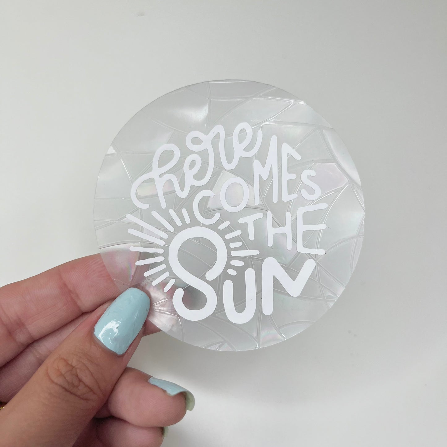 "Here comes the Sun" Sun catcher Sticker (Rainbow maker)