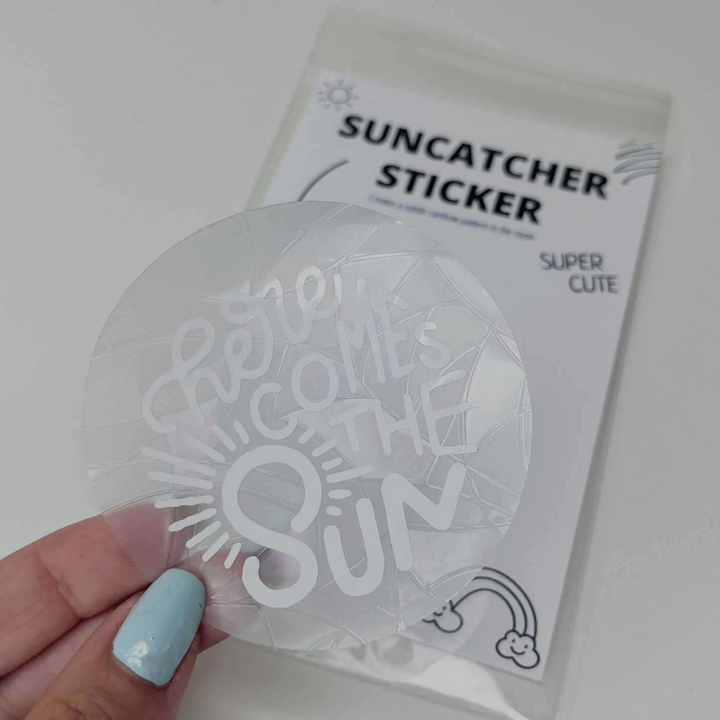 "Here comes the Sun" Sun catcher Sticker (Rainbow maker)