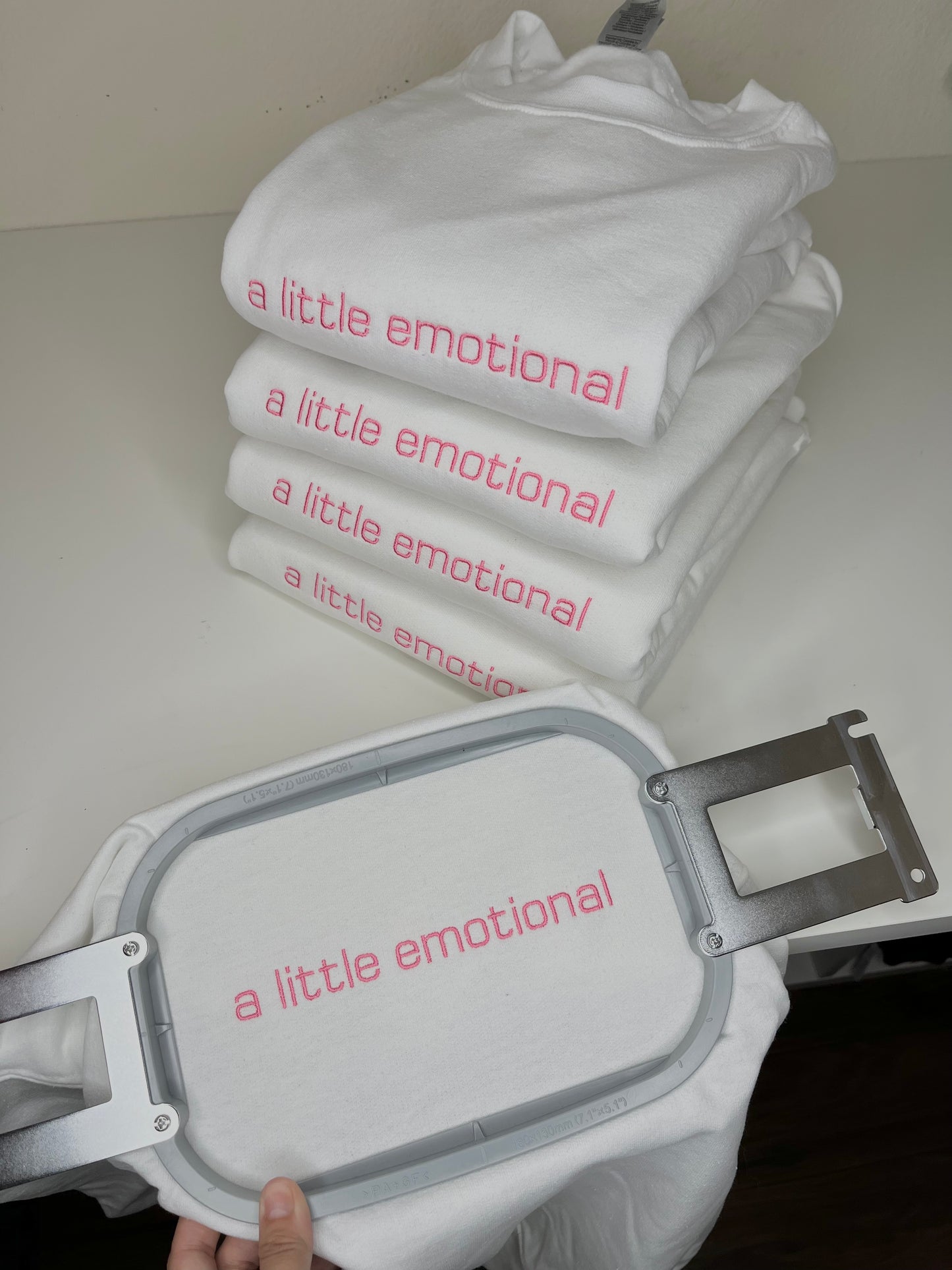 A little emotional embroidered Tshirt/Crewneck