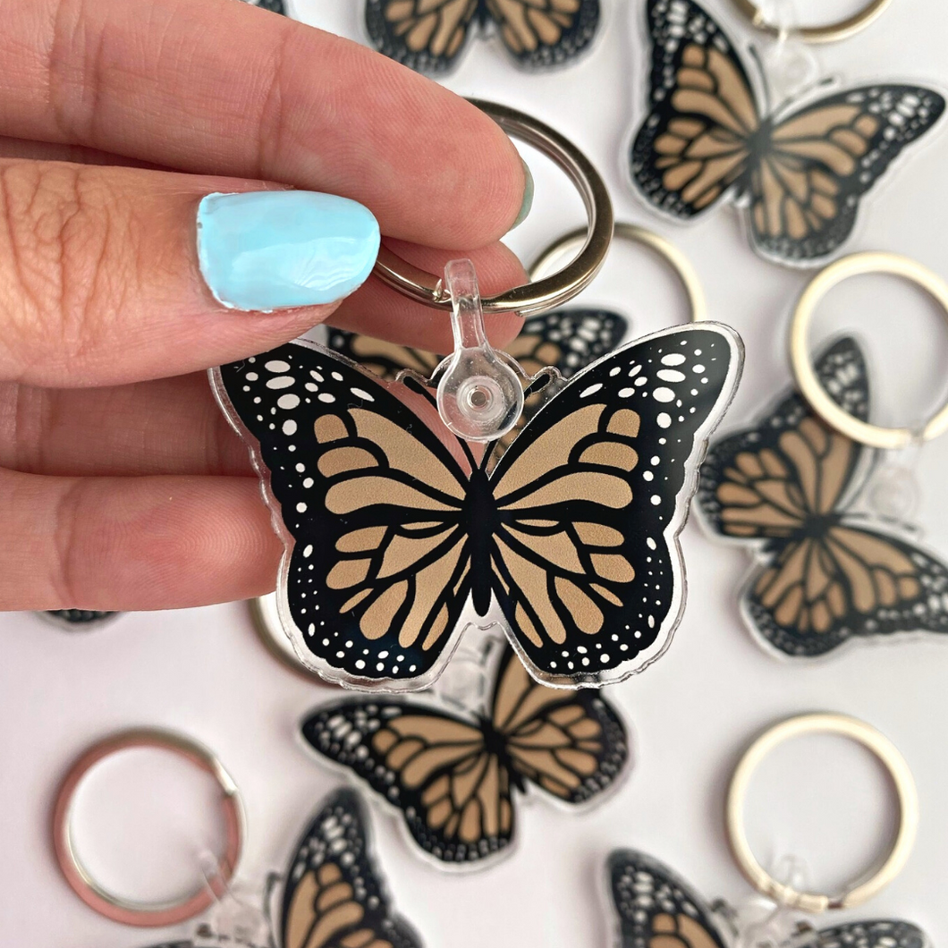 Monarch Brown Butterfly Keychain