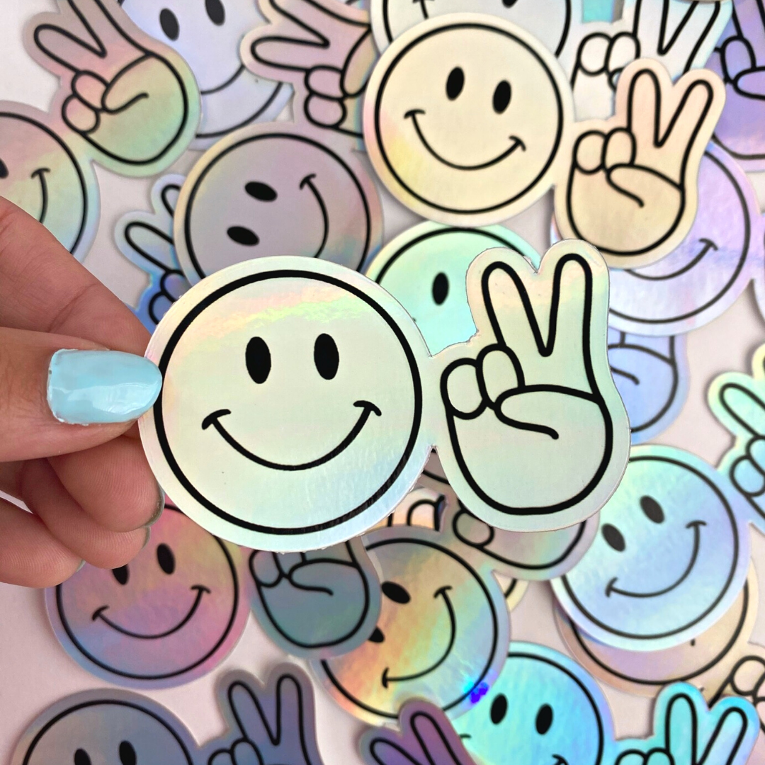 Happy Peace Holographic Sticker